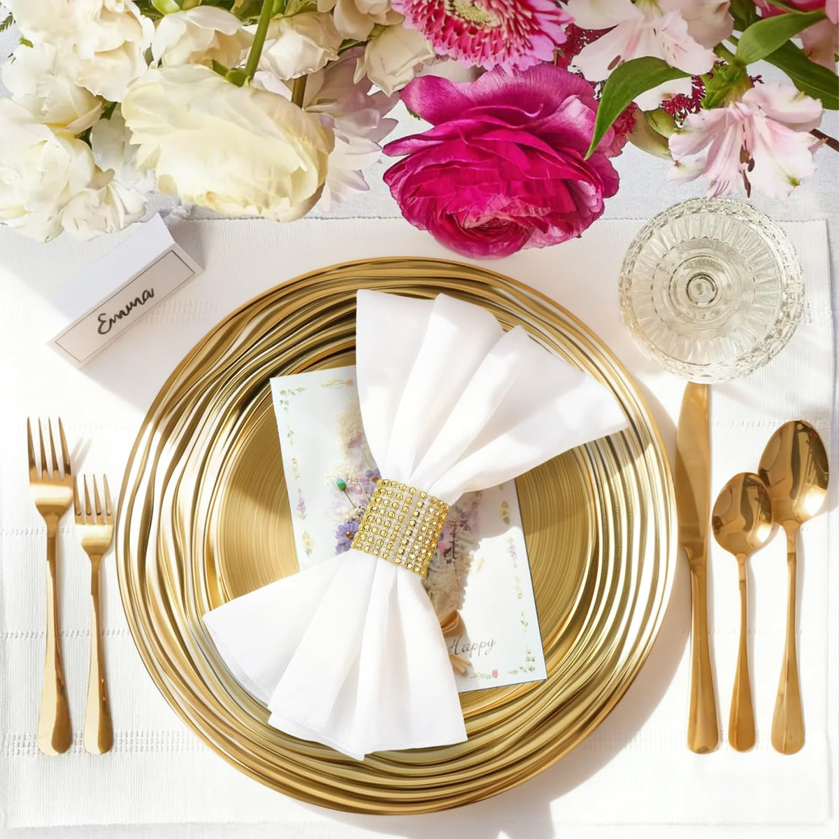 12 Pcs 13 Inch Round Gold Charger Plates E85654
