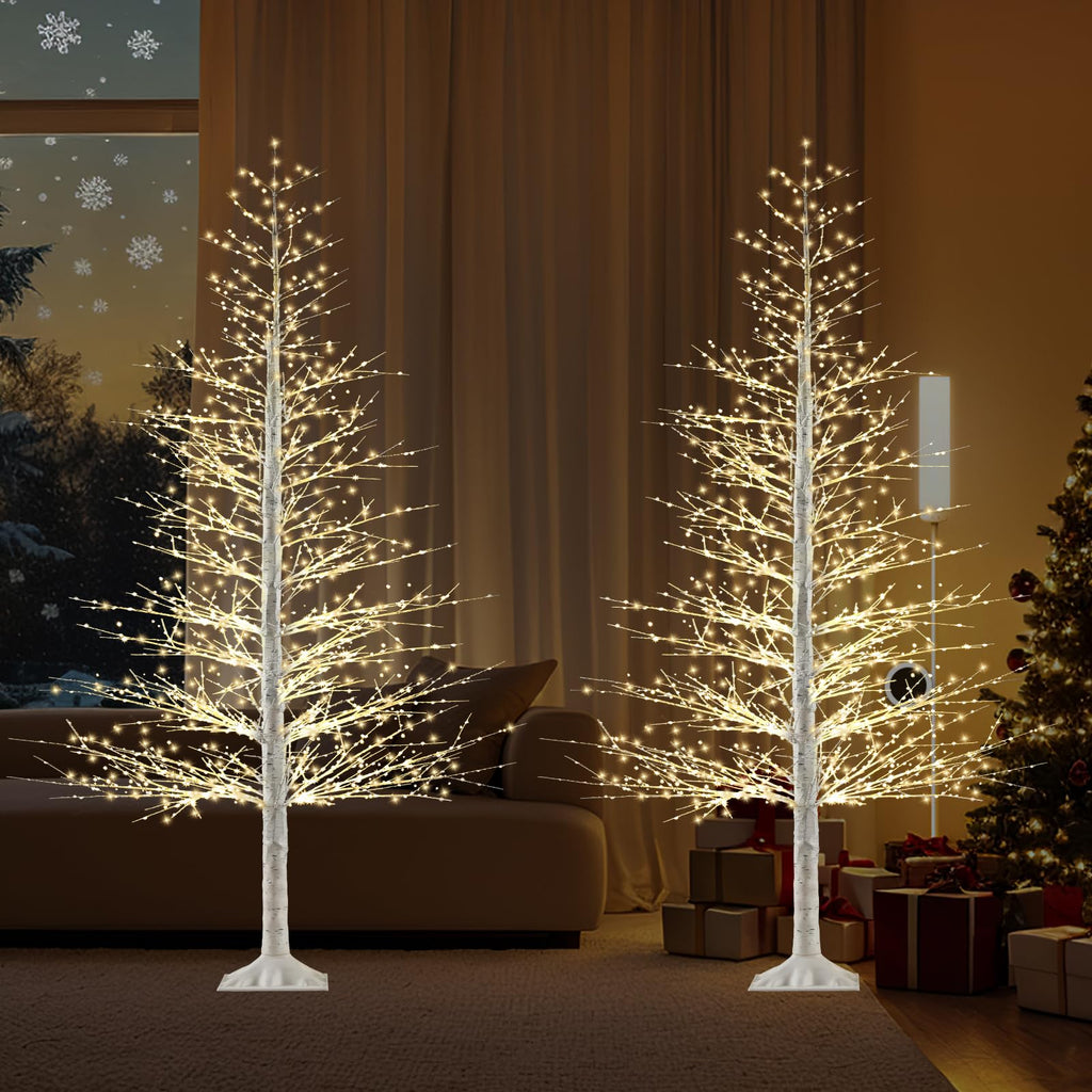 7FT Lighted Birch Tree with 1500 Warm LED Lights O93300