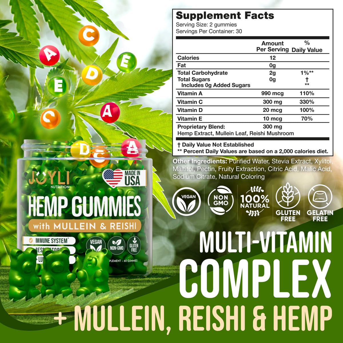 Sugar-Free Vegan Gummies with Mullein Leaf & Reishi Mushroom J931