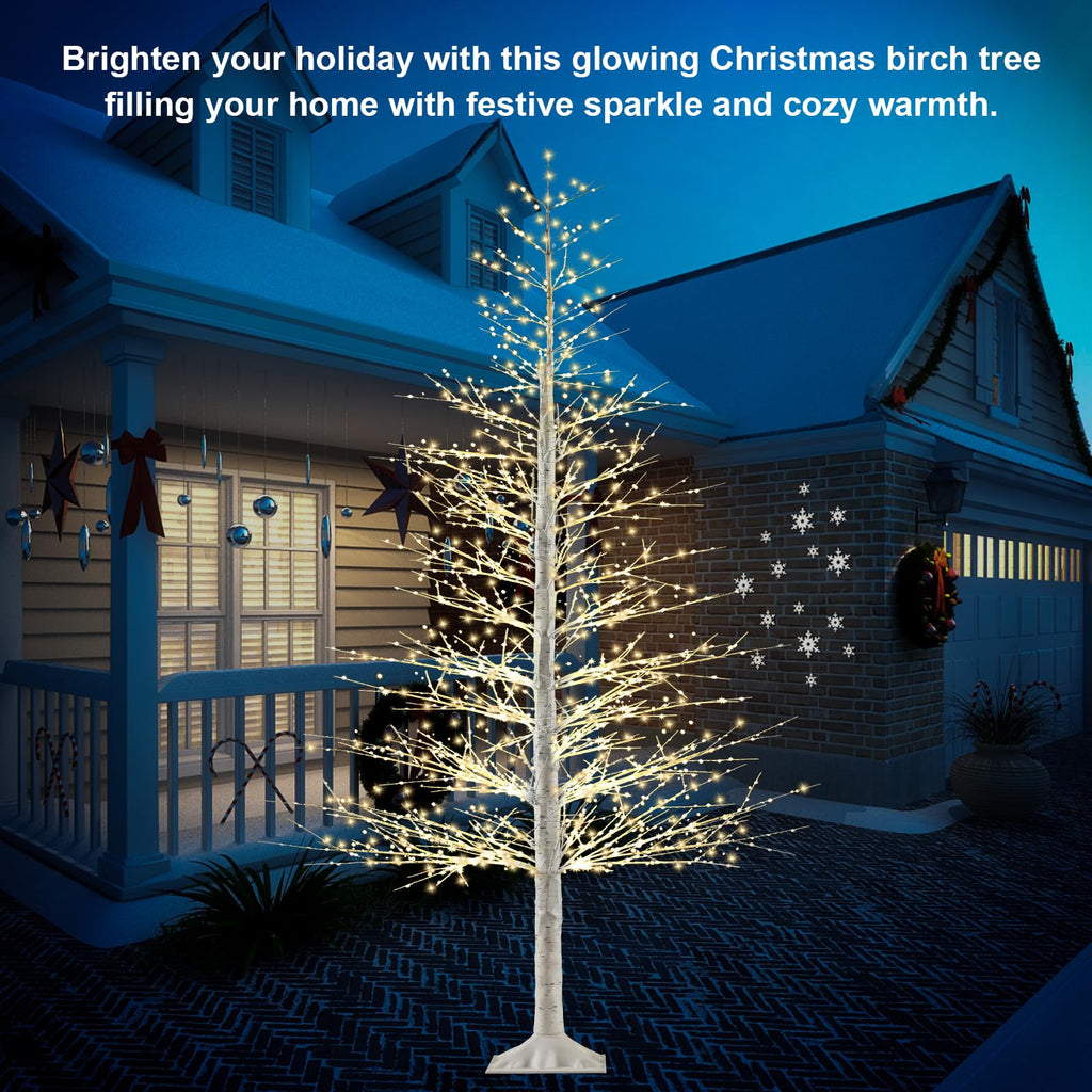 7FT Lighted Birch Tree with 1500 Warm LED Lights O93300