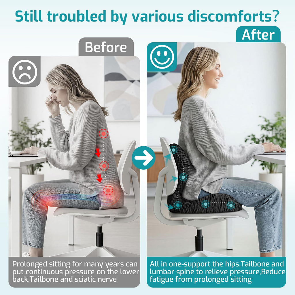 Ergonomic Seat Cushion & Lumbar Support Pillow S811009