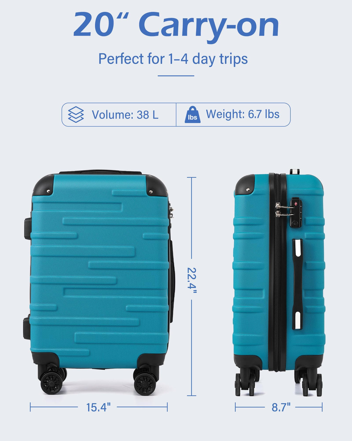 Hardside ABS Luggage with TSA Lock and Spinner Wheels A63874