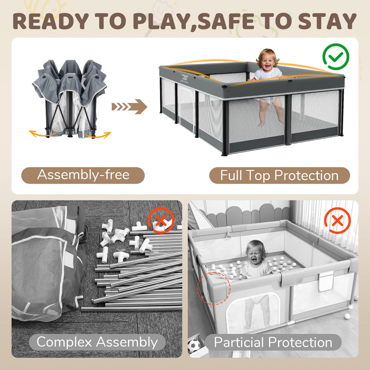 Foldable Baby Playpen with Mat I17560