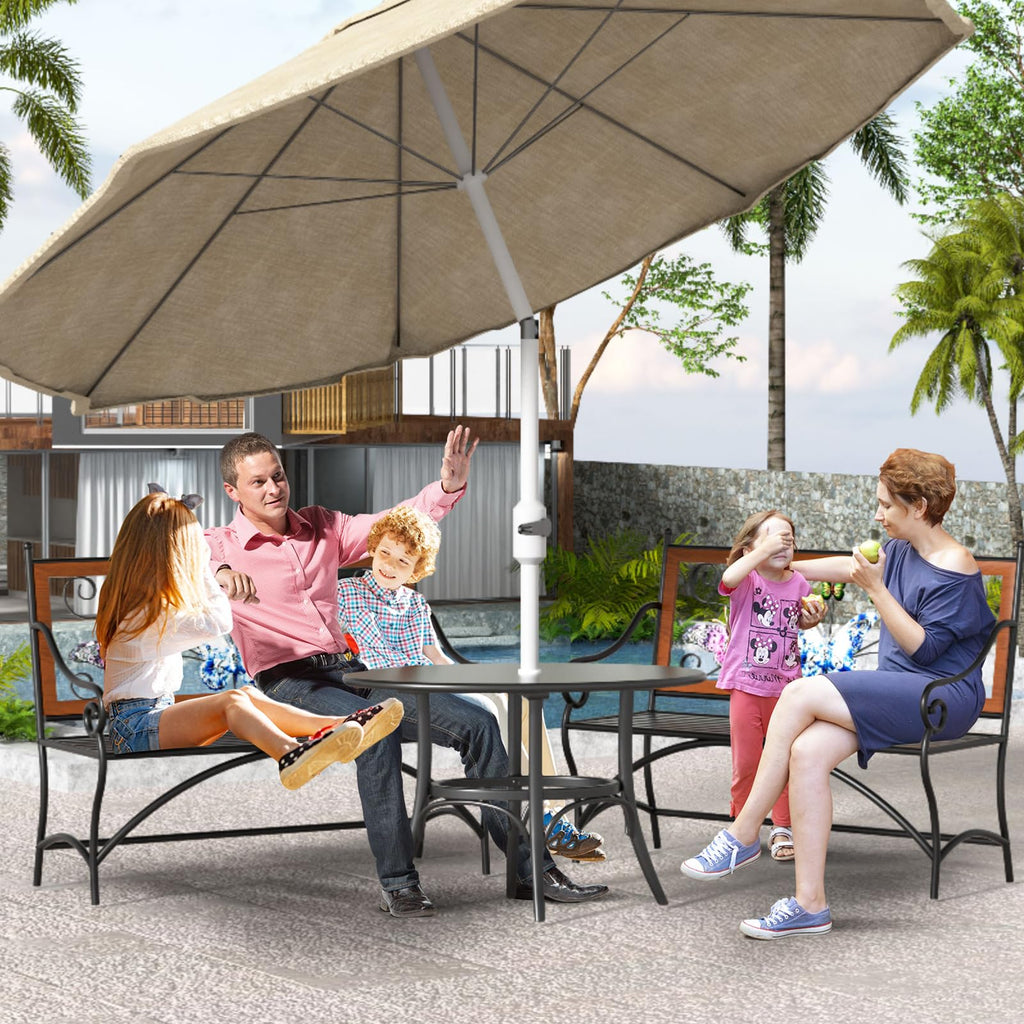 39.7" Black Metal Outdoor Bench with Armrest G545