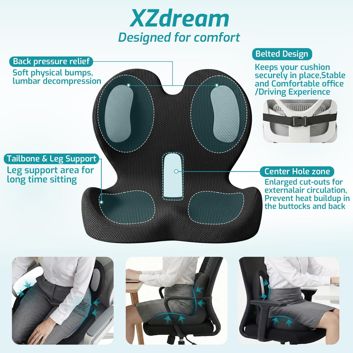 Ergonomic Seat Cushion & Lumbar Support Pillow S811009