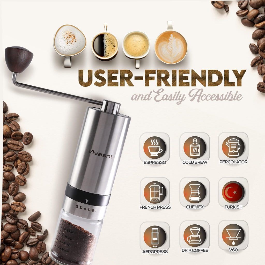Manual Coffee Grinder Stainless Steel Conical Burr Mill B157