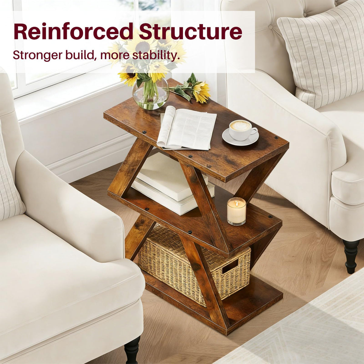 3 Tier Side Table with Storage Shelves C700