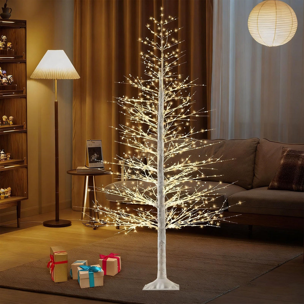 7FT Lighted Birch Tree with 1500 Warm LED Lights O93300