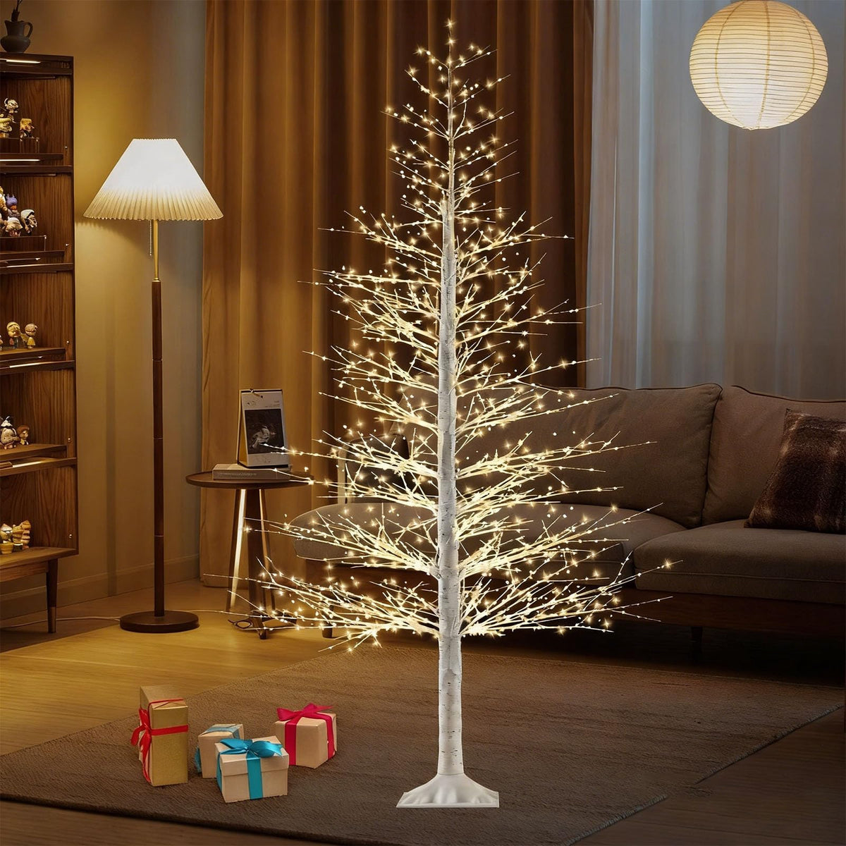 7FT Lighted Birch Tree with 1500 Warm LED Lights O93300