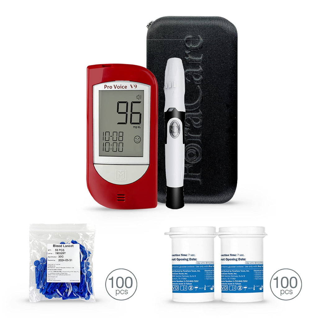 Talking Glucometer Diabetes Testing Kit with 100 Test Strips and 100 Lancets E74417