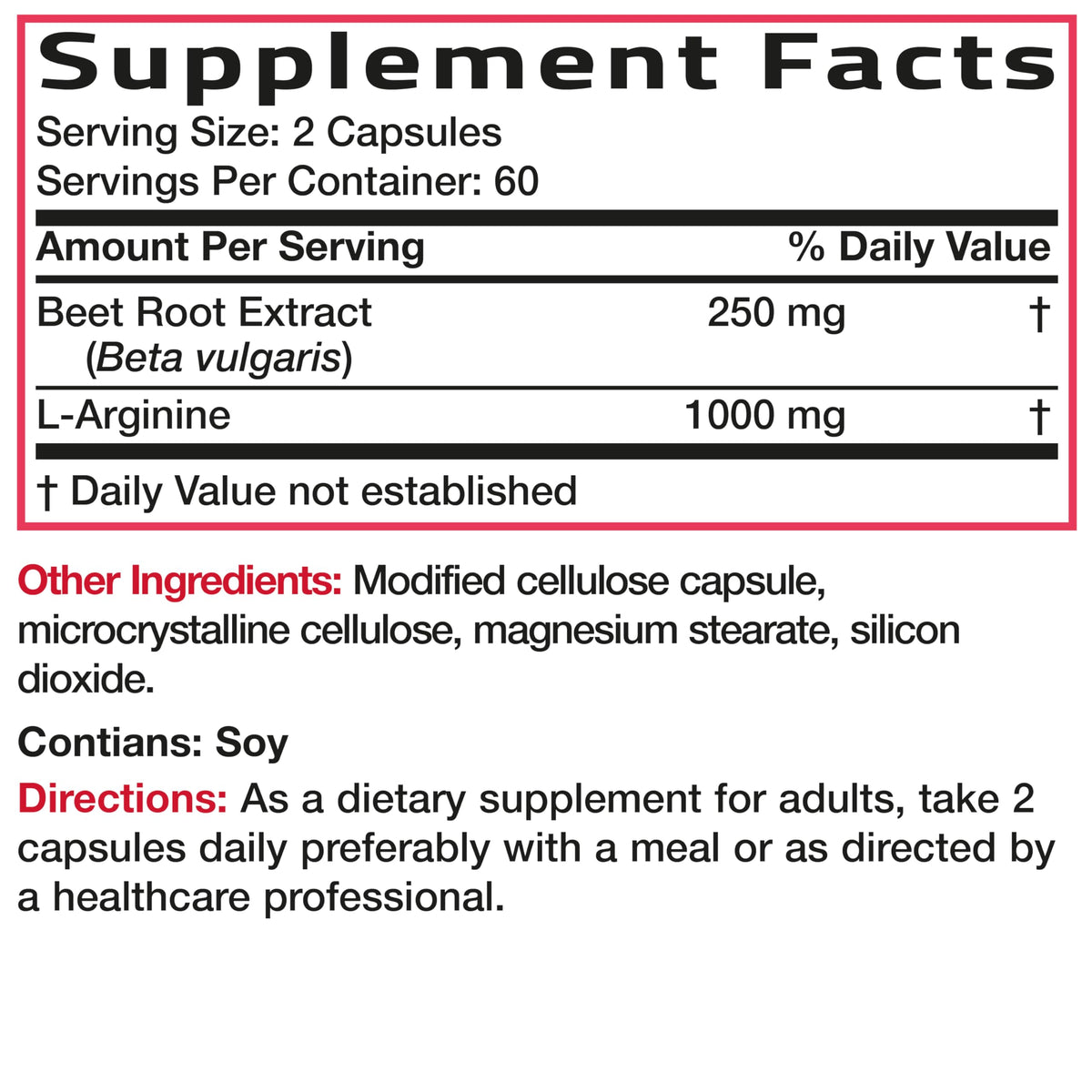 Beet Root L-Arginine 120 Capsules R759