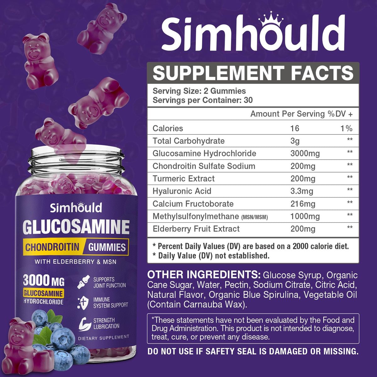 Glucosamine Chondroitin Gummies with MSM & Elderberry O5348