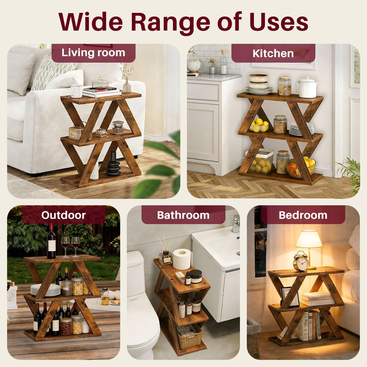 3 Tier Side Table with Storage Shelves C700