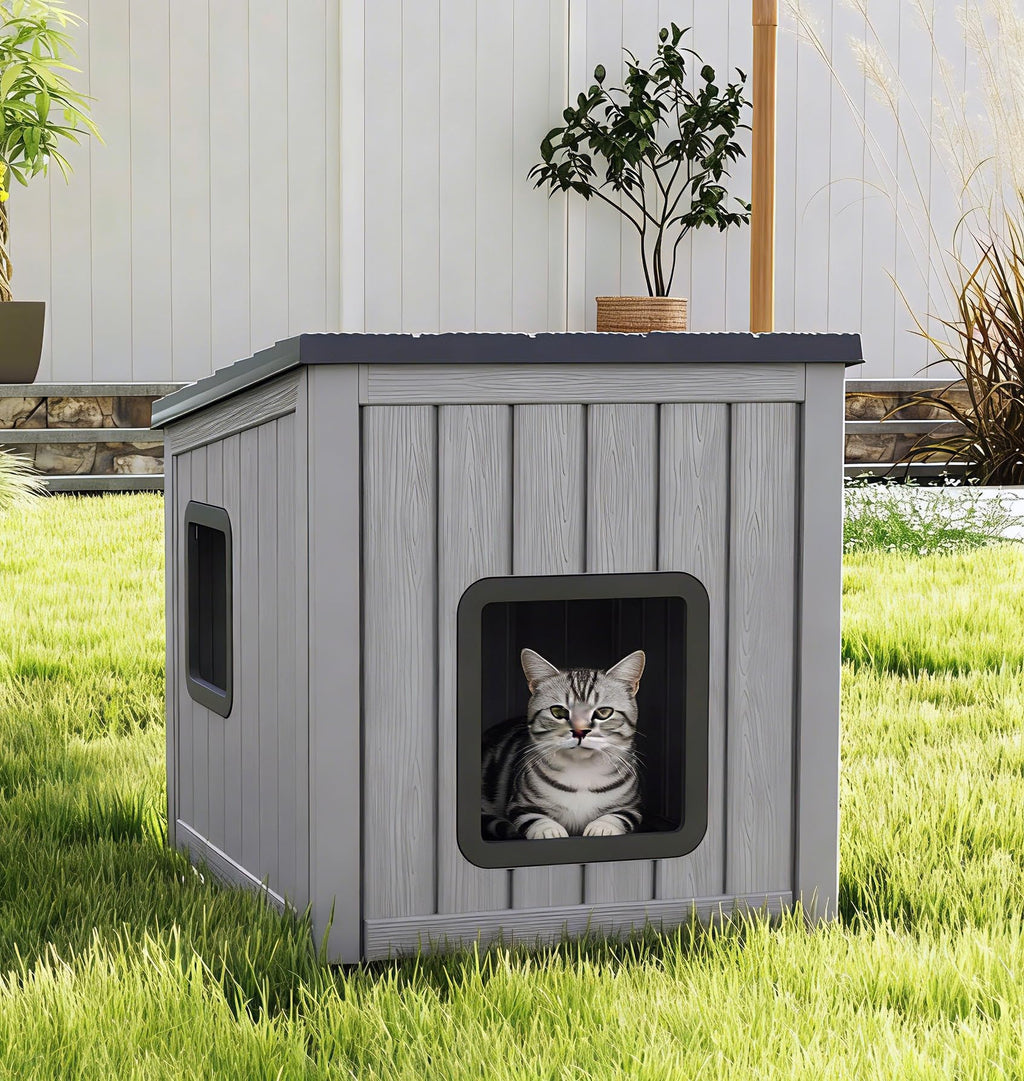 Weatherproof Outdoor Cat House with Air Holes Y179110