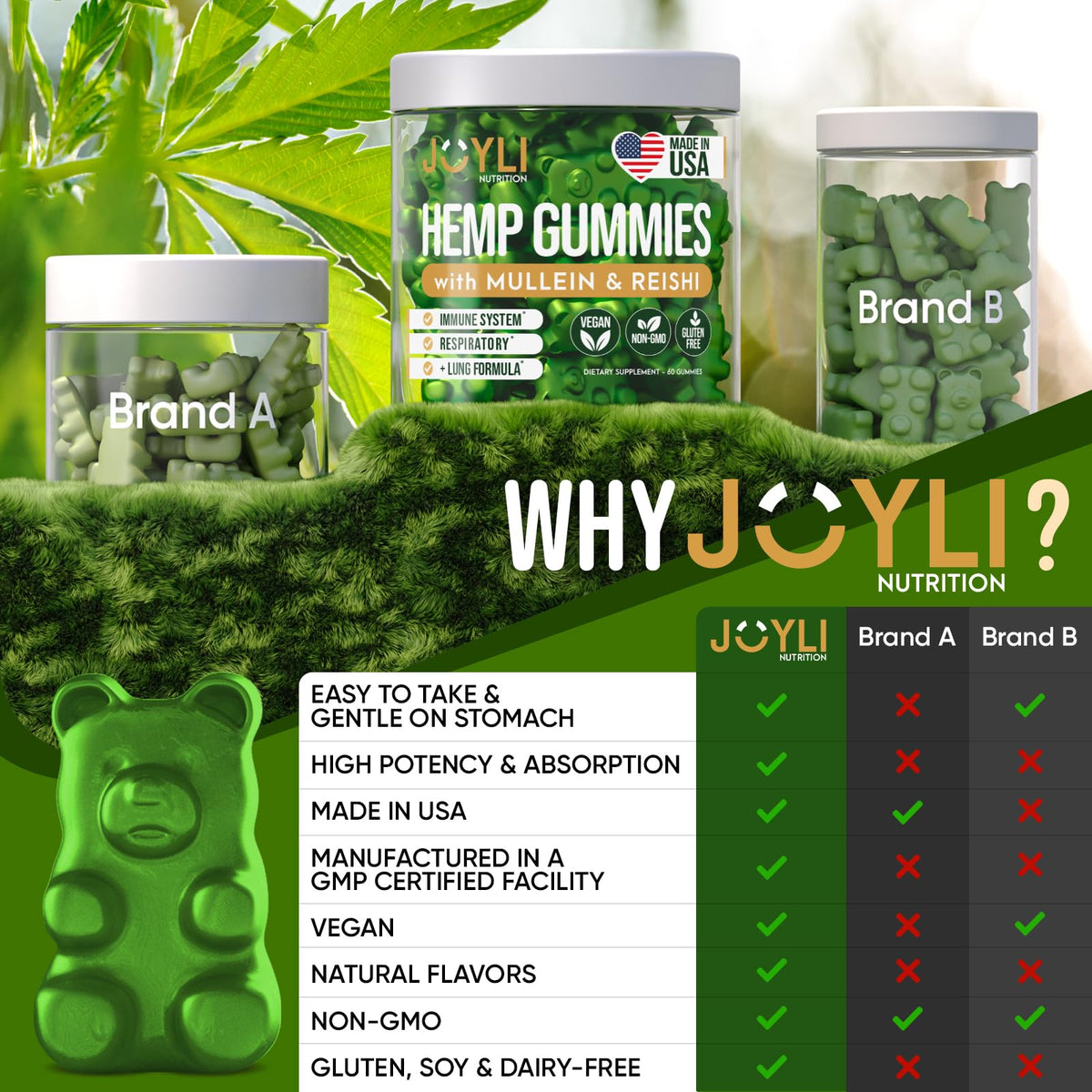 Sugar-Free Vegan Gummies with Mullein Leaf & Reishi Mushroom J931