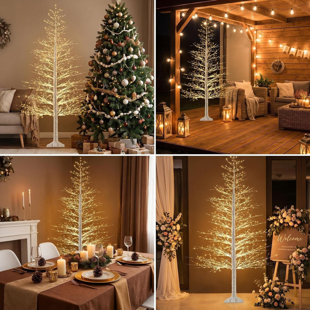 7FT Lighted Birch Tree with 1500 Warm LED Lights O93300