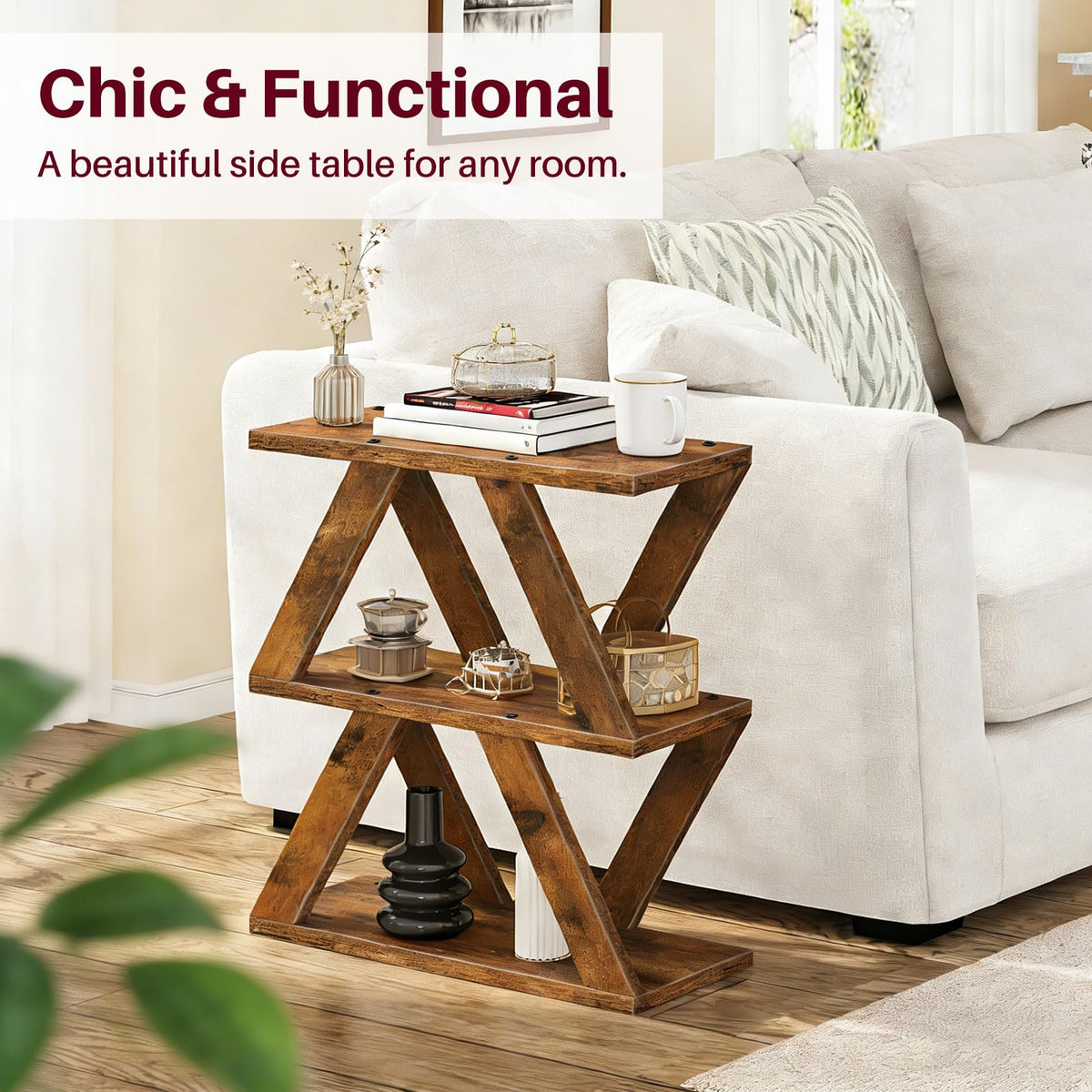 3 Tier Side Table with Storage Shelves C700
