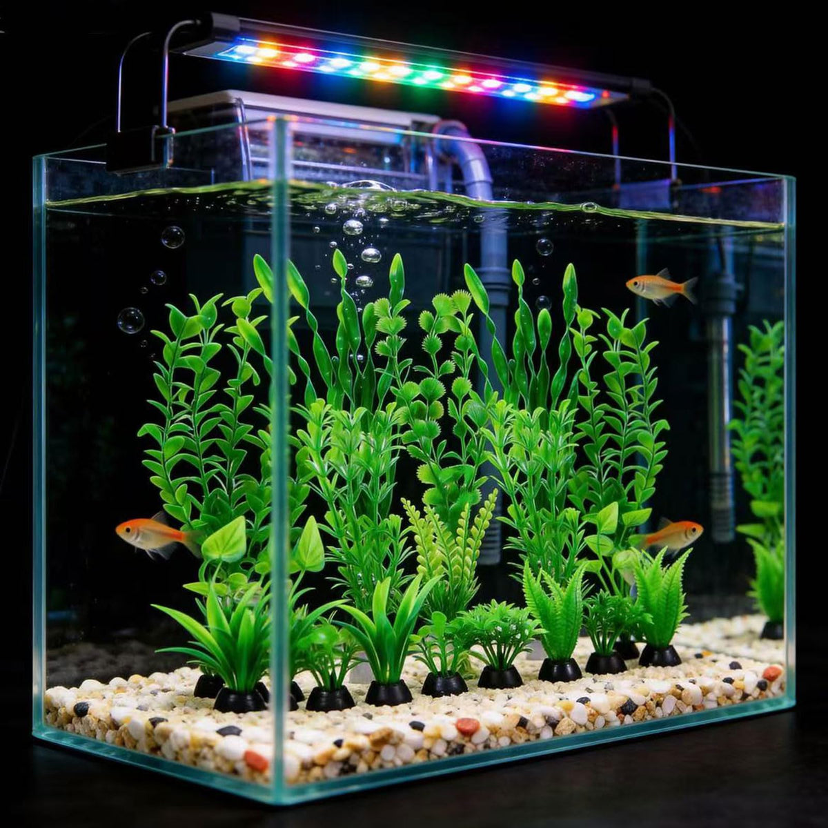 Artificial Aquarium Plants Set, Plastic Fish Tank Decorations (18pcs-Green) Q24781