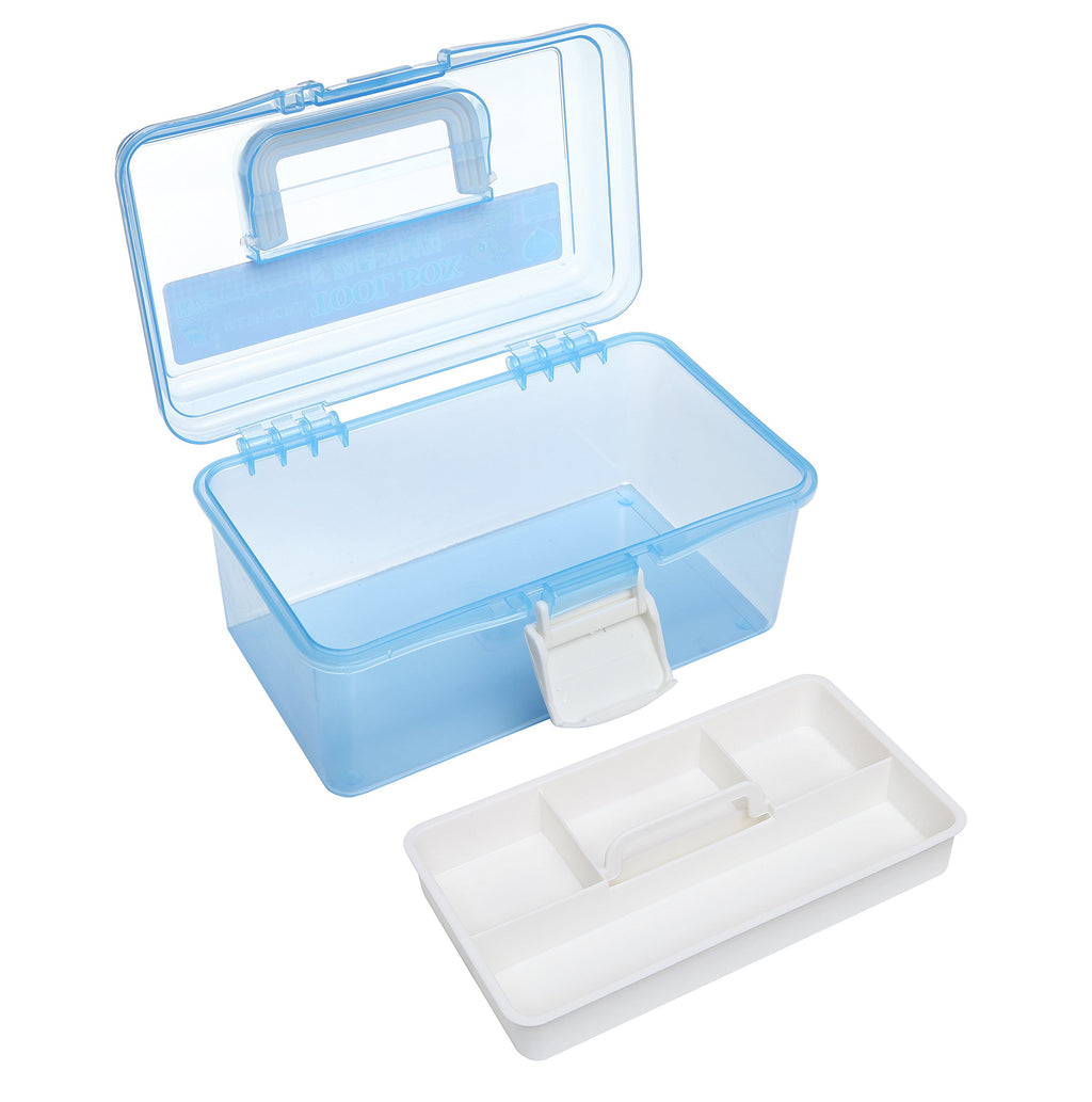 10 Inch Blue Plastic Storage Box with Removable Tray Z936621