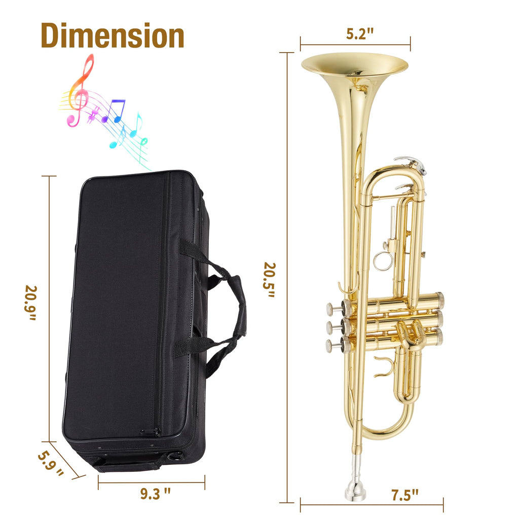 Bb Trumpet with Case Mouthpiece Gloves Cleaning Kit and Polish Cloth U379850