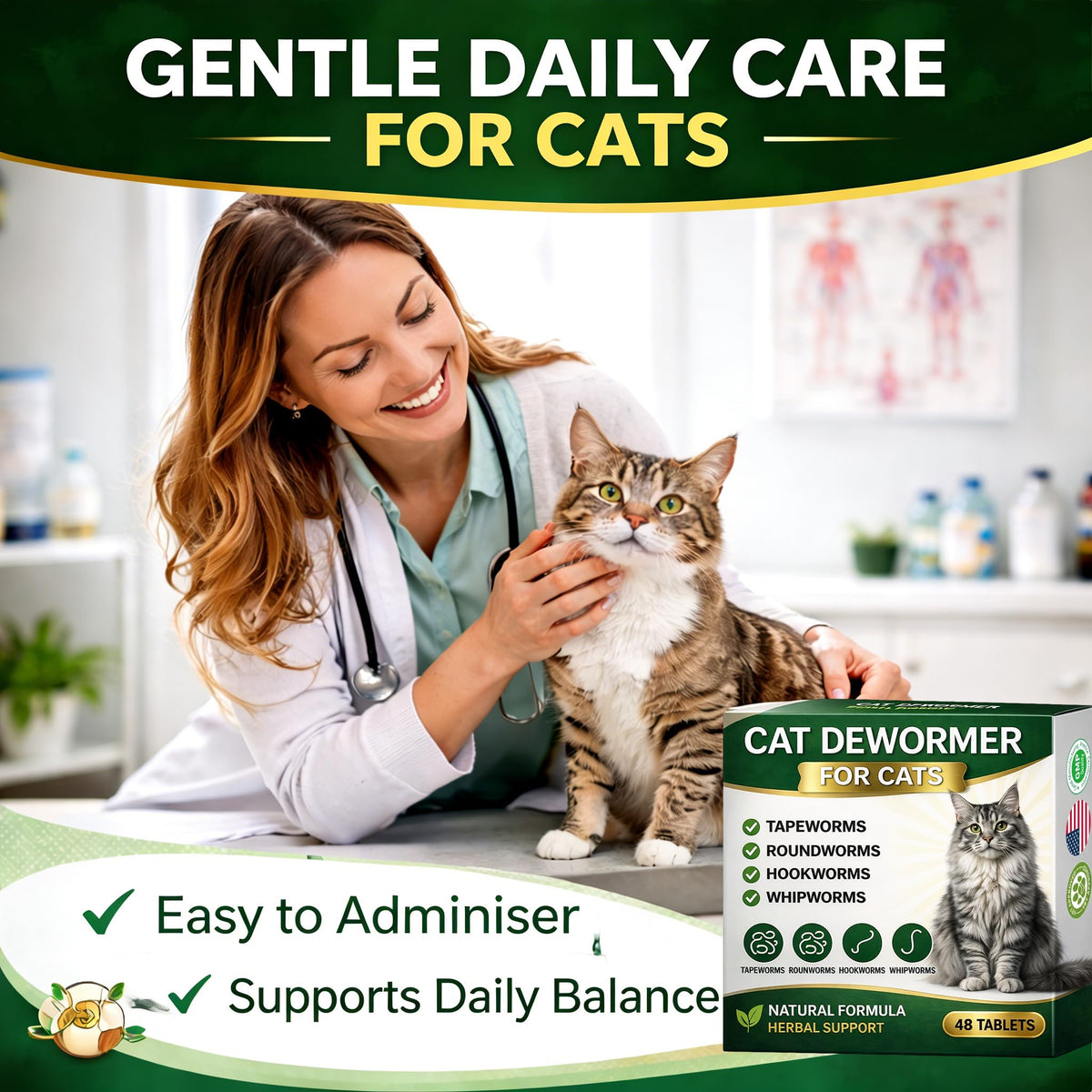 Broad Spectrum Cat Dewormer 48 Tablets U37532