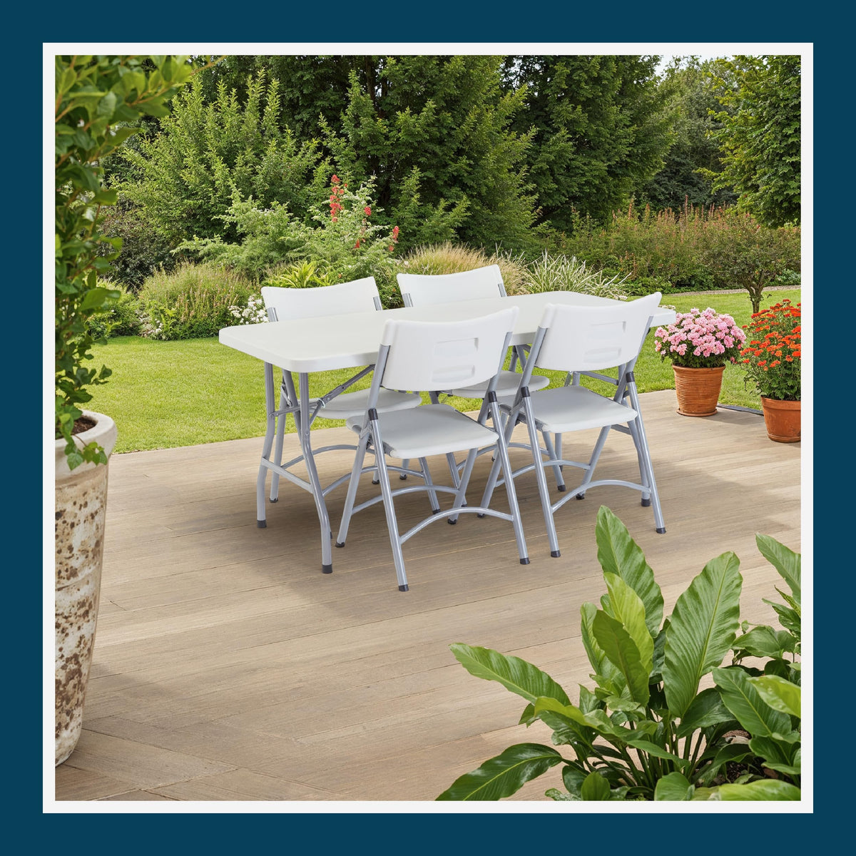 Rectangular Heavy-Duty Folding Table with Steel Frame N703082