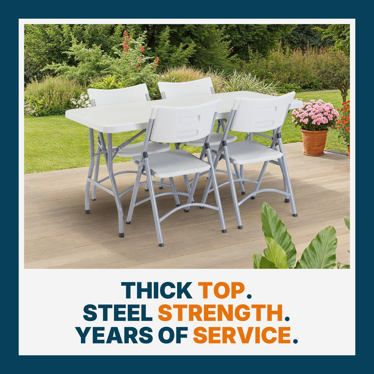 Rectangular Heavy-Duty Folding Table with Steel Frame N703082