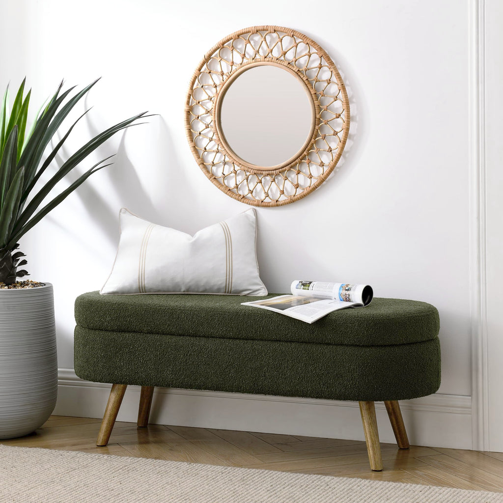 Oval Storage Bench with Rubber Wood Legs B84187