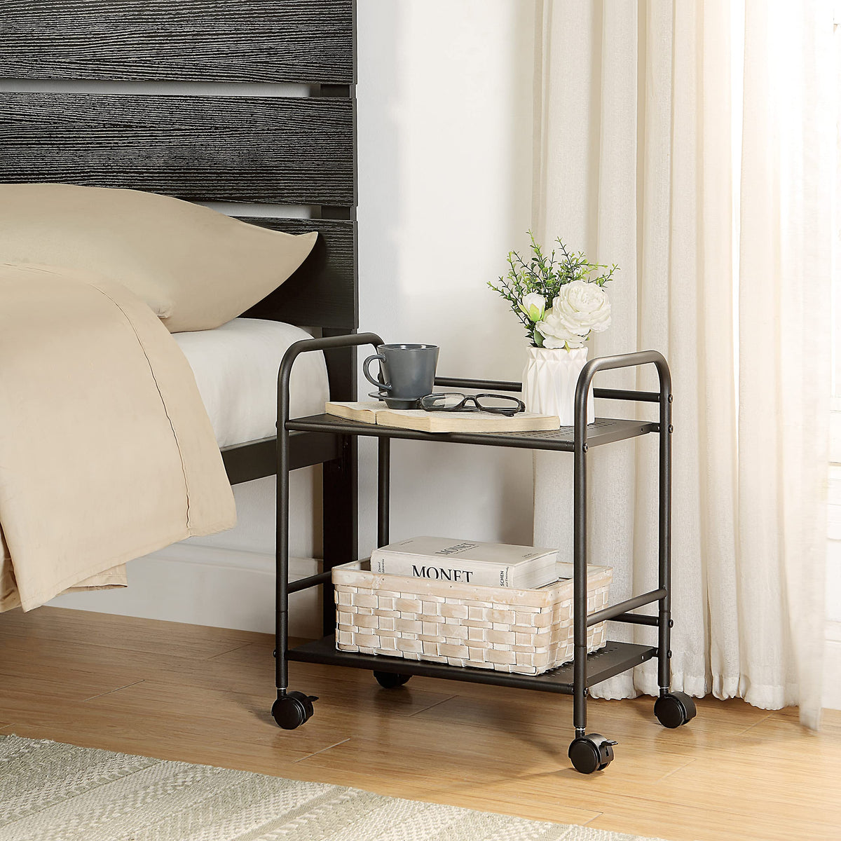 2-Tier Metal Rolling Utility Cart A33498
