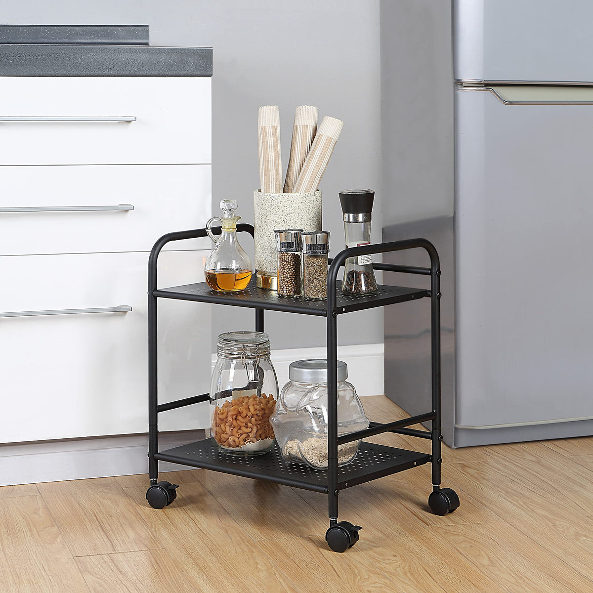2-Tier Metal Rolling Utility Cart A33498