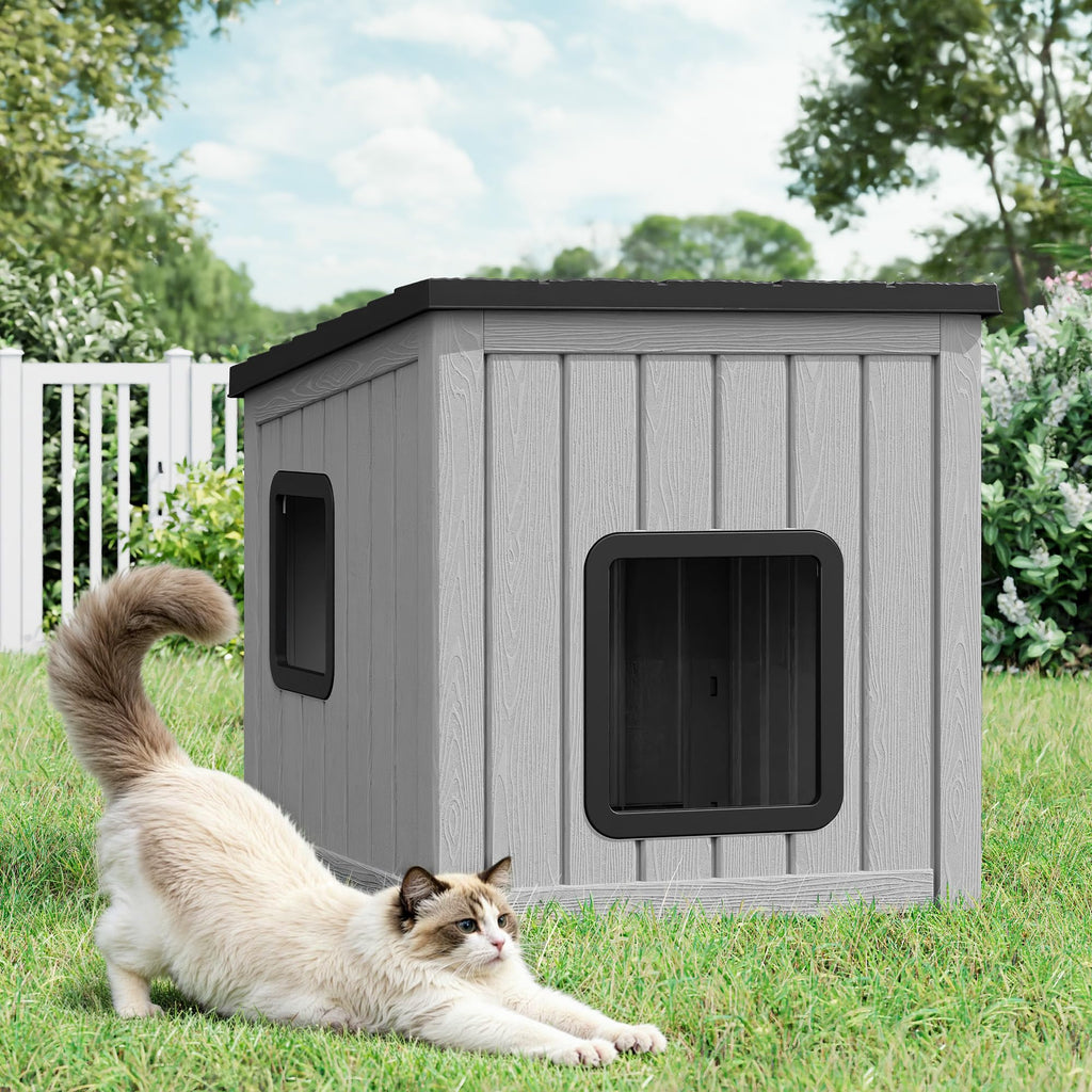 Weatherproof Outdoor Cat House with Air Holes Y179110