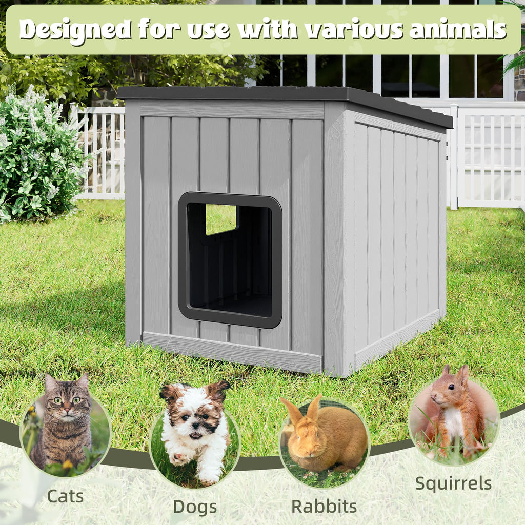 Weatherproof Outdoor Cat House with Air Holes Y179110