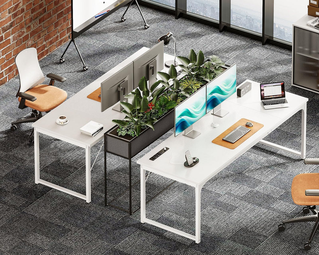 71 Inch White Computer Desk with USB Ports B3084