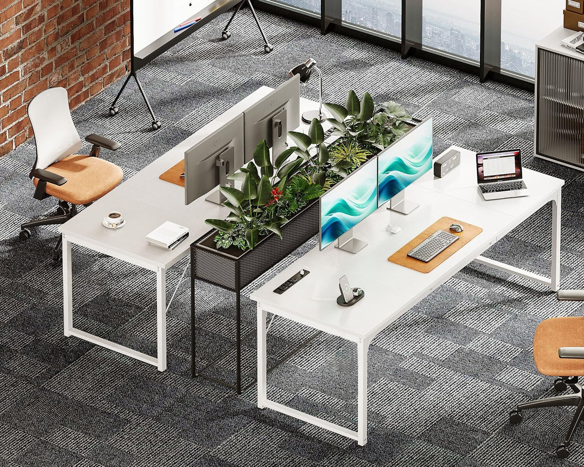 71 Inch White Computer Desk with USB Ports B3084