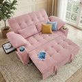 Pink Corduroy Full Size Sleeper Sofa Bed U6988