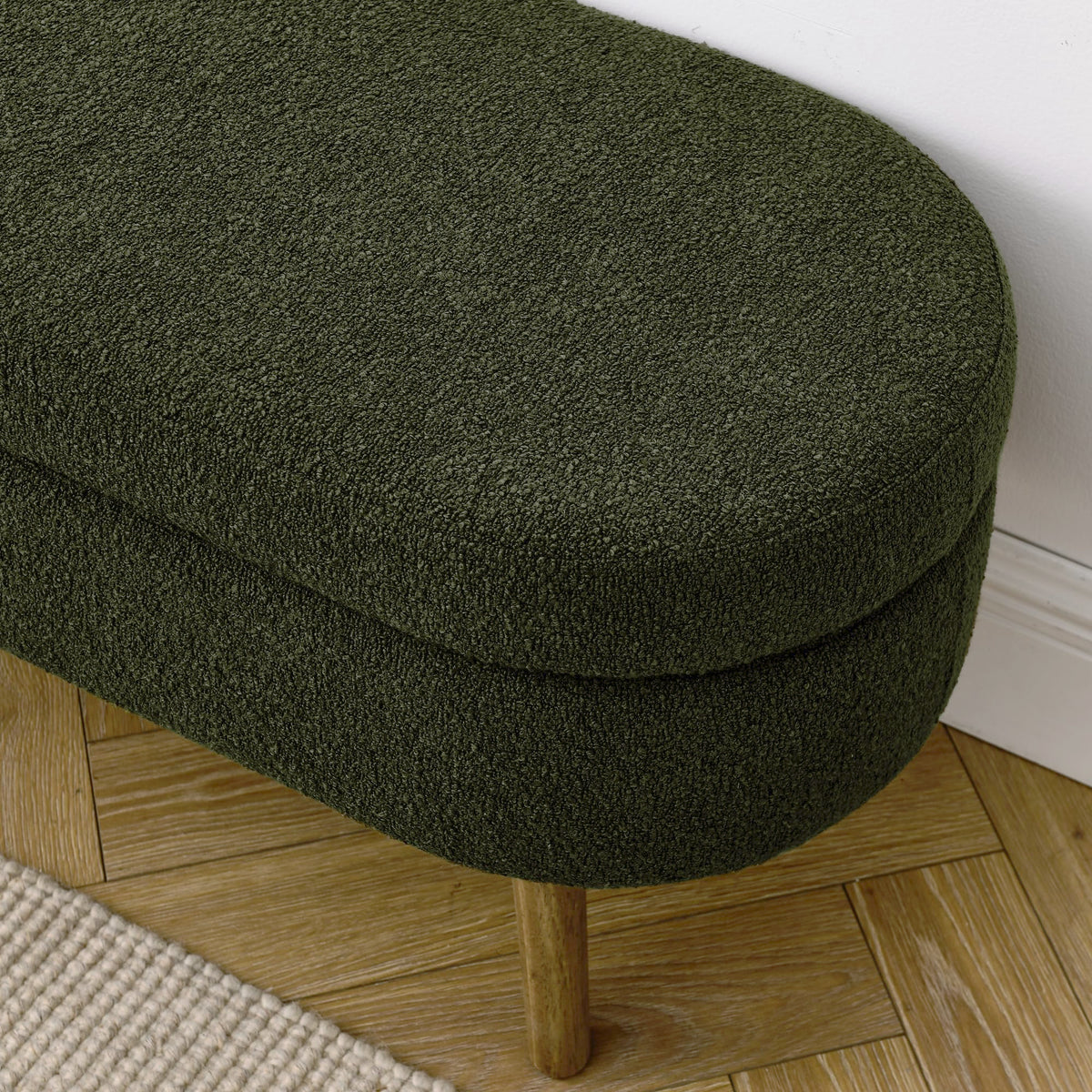 Oval Storage Bench with Rubber Wood Legs B84187