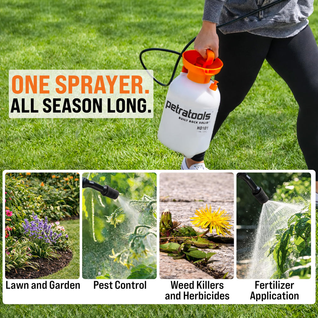 1 Gallon Garden Pump Sprayer with 52-in Hose & 2 Nozzles I758