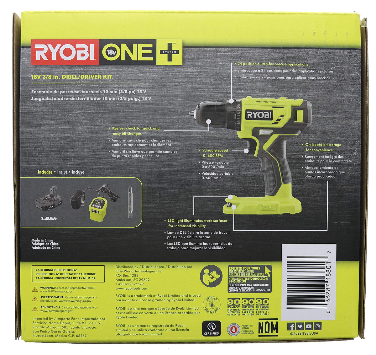 18-Volt Cordless 3/8 in. Drill/Driver Kit with Battery and Charger B814